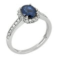 thumbnail image 2 of 10k White Solid Gold Oval Natural Sapphire and Natural Diamond Halo Birthstone Engagement Ring, 2 of 5