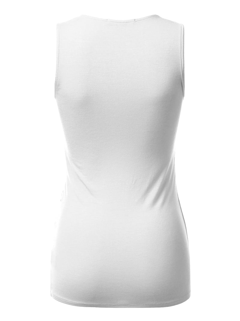 DOUBLJU Women's Sleeveless Satin Ruched Hem Tank Top - Deep V Neck Wrap Style, Black, 3X