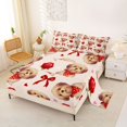 thumbnail image 2 of Homewish Valentine Pet Dog Queen Sheets,Rose Floral Bowknot Queen Sheet Sets,Cream,4-Piece,1 Flat Sheet, 1 Fitted Sheet and 2 Pillowcases, 2 of 6