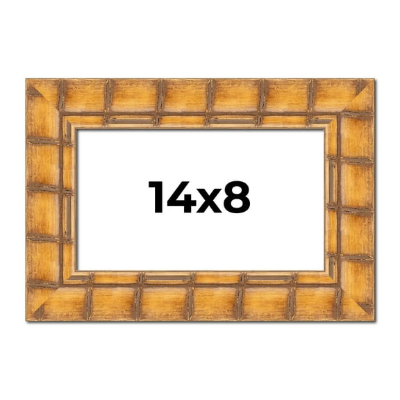 14x8 Frame Beige Real Wood Picture Frame Width 3 inches | Interior Frame Depth 0.5 inches | Natural