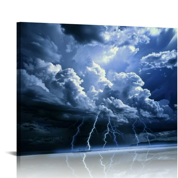 FCXZI Storm Ocean Boat Canvas Print Wall Decor Ready To Hang Room Home Art Decor 16x12in
