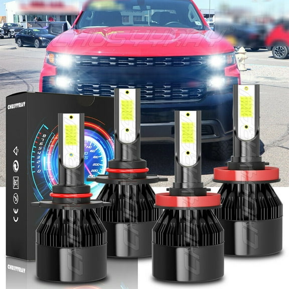 For 2019-2021 Silverado 1500 WT Custom 6000K 4pc LED Headlights Hi-Lo Beam Bulbs