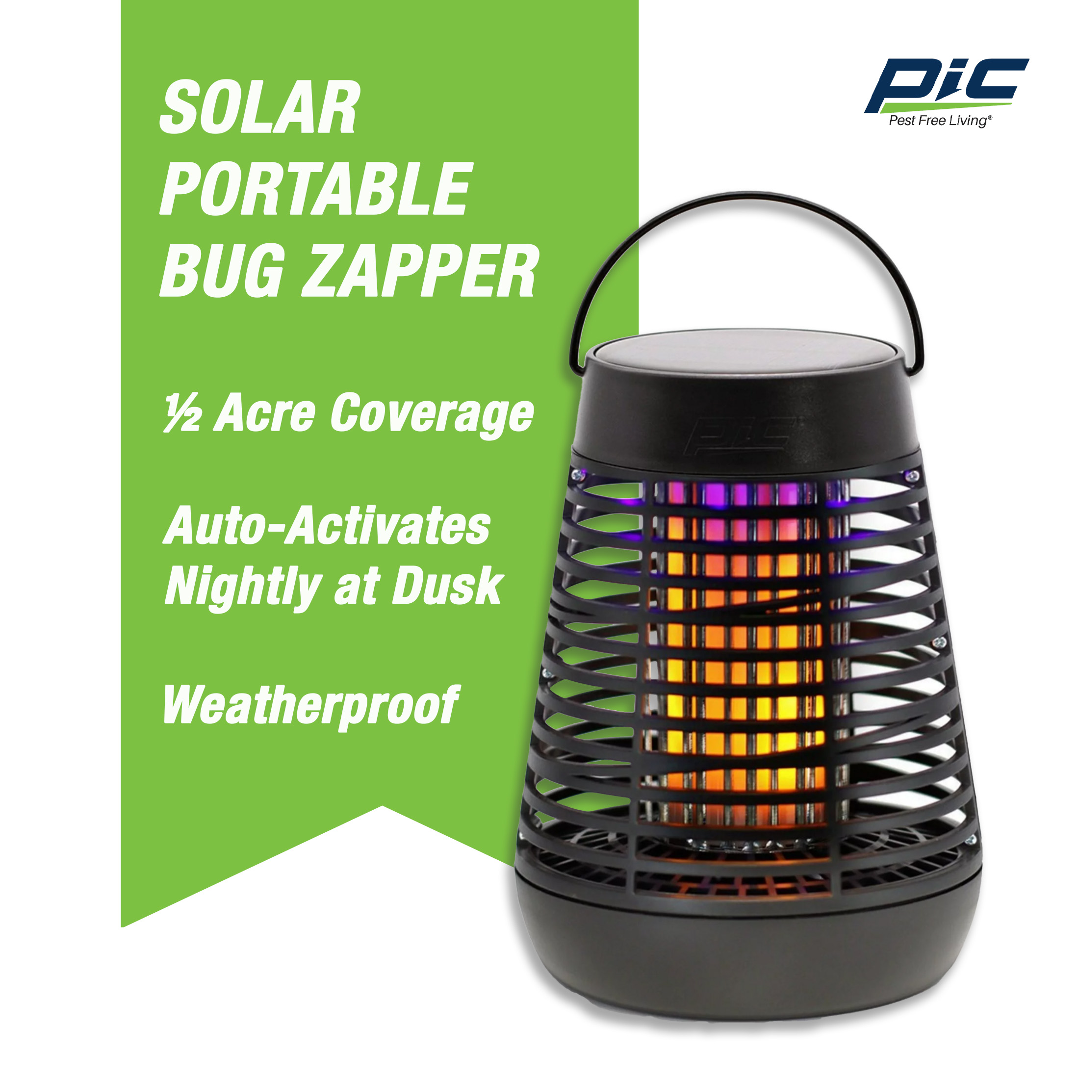 PIC Solar Portable Bug Zapper Torch, Black