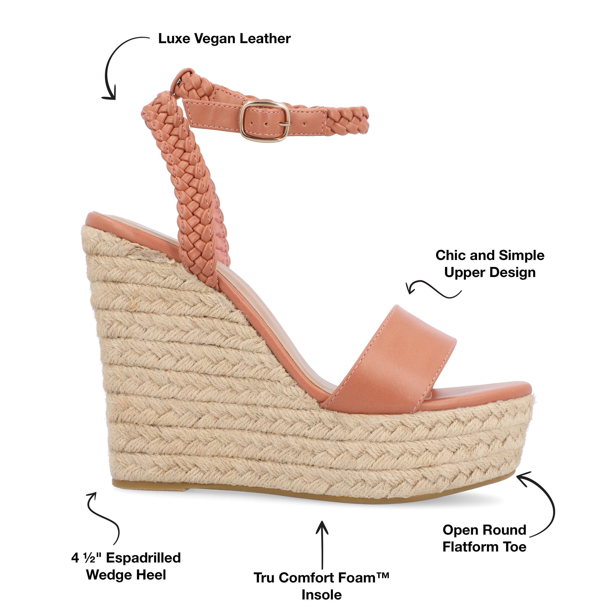 Journee Womens Andiah Buckle Espadrille Wedge Sandals