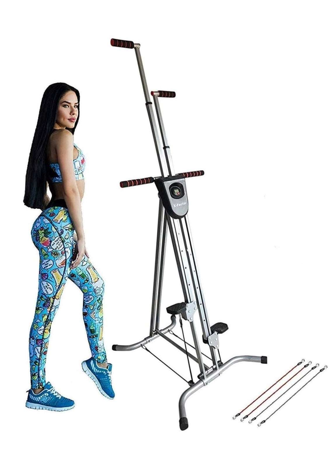 XR Vertical Maxi Climber W/ 3 Smooth Levels Abs Cardio Resistance Cords Function 