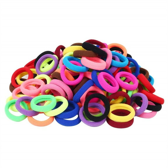 100 PCS Pure Color Rubber band,High Elastic Hair Ties,Cotton Toddler Hair Ties for Girls and Kids,No Crease Ponytail Holders,Tiny Soft Rubber Bands,Ten Random Colors