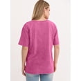 thumbnail image 6 of ANRABESS Womens Oversized Acid Washed T-Shirt Short Sleeve Vintage Casual V Neck Tops 2026 Summer Basic Tee Trendy Clothes Hot Pink Medium, 6 of 8