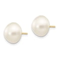 thumbnail image 2 of Real 14kt Yellow Gold 10-11mm White Freshwater Cultured Mabe Pearl Post Earrings; for Adults and Teens; for Women and Men, 2 of 3