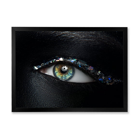Designart 'Girl Eyes With Multi-Colored Glass Sparkles' Modern Framed Art Print