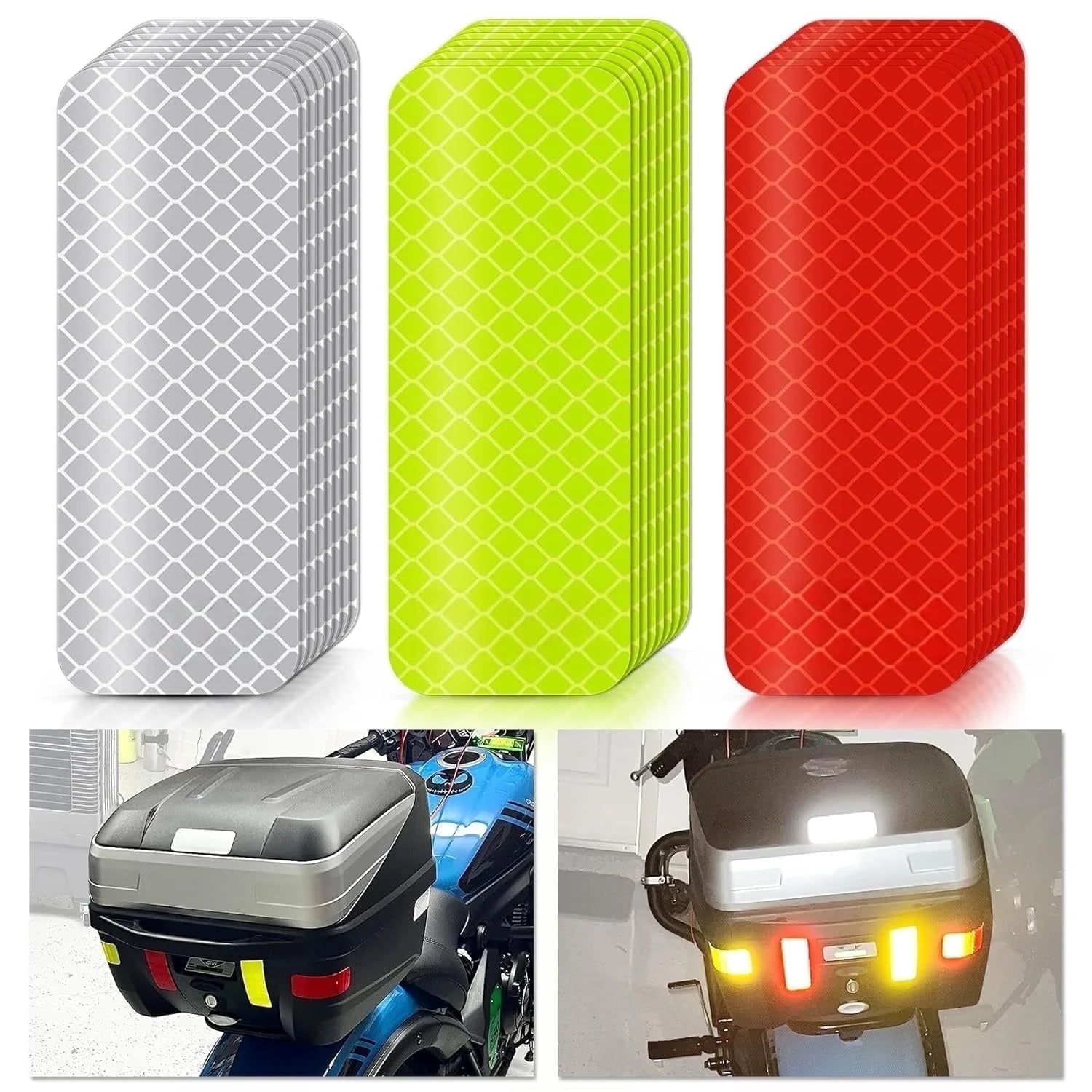 30 Pack Car Reflective Stickers, Outdoor Waterproof Reflective Safety Tape for Motorcycles, Helmets, Bikes, and Trailers