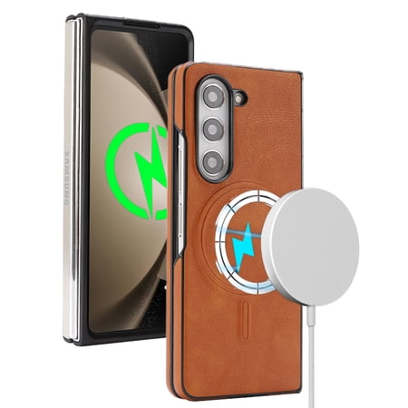 For Samsung Galaxy Z Fold8 Ultra Case, Built-in Magnetic Compatible with MagSafe, [Anti-Scratch Skin-Friendly Microfiber Lining], PU Leather Slim Shockproof Cover Support Magnetic Car Mount,Brown