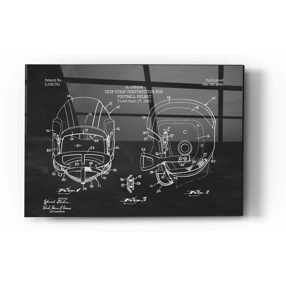 Epic Art 'Modern Football Helmet Blueprint Chalkboard Patent' Acrylic Glass Wall Art, 12"x16"