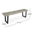 thumbnail image 4 of Tcbosik Outdoor Wooden Bench, 61.7" Porch Bench with Metal Legs, 2-Seater Chair for Deck, Patio, Garden, Backyard, Black & Gray, 4 of 8