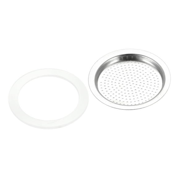 Uxcell 3pcs Silicone Gasket 38x50mm and 1pcs Stainless Steel Filter Screen 46x38mm for 1-Cup Mocha Coffee Pot
