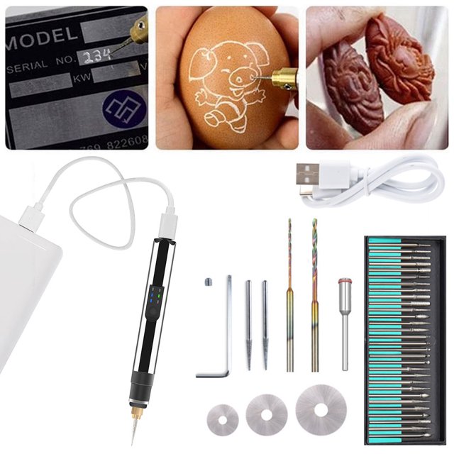 Muyoka Pluma de grabado eléctrica, pluma de tallado de velocidad ajustable inalámbrica, máquina de micrograbador recargable Muyoka Hogar
