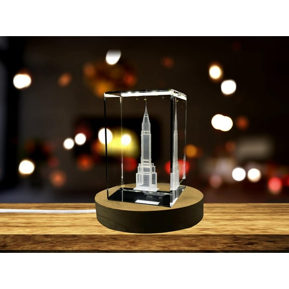 Chrysler Building 3D Engraved Crystal Keepsake Souvenir