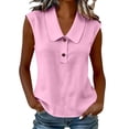 thumbnail image 2 of VBVC Women's Sleeveless Peter Pan Collar Shirt, Ladies' Breathable Button Down Tank Top, Casual Solid Color V-Neck Blouse For Women,Pink,S-3XL, 2 of 7
