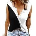 thumbnail image 2 of Wycnly Womens Tank Tops Ladies Lightweigh Comfy Keyhole Tunic Tank Tops Summer Fashion Color Block V-Neck Sleeveless Shirts Blouse Black l, 2 of 6