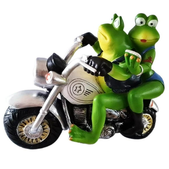 Decoraciones de jardín de ranas de resina para adornos de patio al aire libre, decoraciones de patio, figuras artísticas, ranas en motocicleta