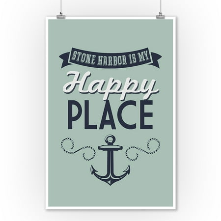 One Happy Place Stone Harbor, New Jersey - Stone Harbor Is My Happy Place (#1) - Lantern Press Artwork (9x12 Art Print, Wall Decor Travel Poster) ()