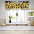 thumbnail image 5 of Valances for Windows Watercolor Sunflower Leaves Western Star Rod Pocket Short Curtain for Bathroom Living Room Bedroom Grey White Plaid 1 Panel 42x12in, 5 of 9
