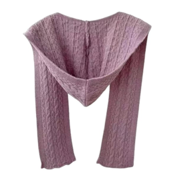 Bufanda con capucha, suave, para calentar las orejas, resistente al viento, cálida, chal violeta