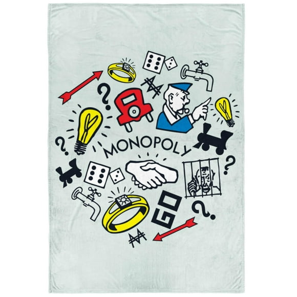 Jay Franco Couverture en Peluche Monopoly - Mesure 50 X 70 Pouces - Literie en Polaire Ultra Douce et Légère pour Enfants