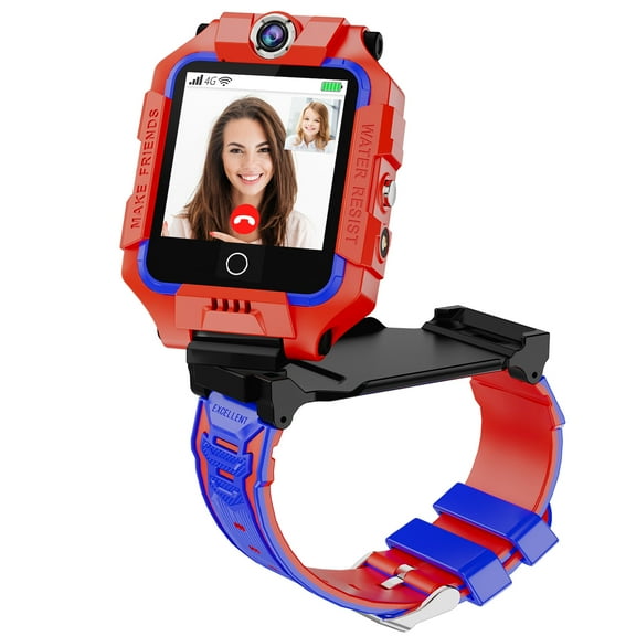 4G Kids Smart Watch for Boys Girls, SHANNA Liftable Waterproof Smartwatch Phone with 360° Rotatable GPS Tracker Calling SOS Camera WiFi for Kids Children Students Ages 3-12 Birthday Gifts, Red