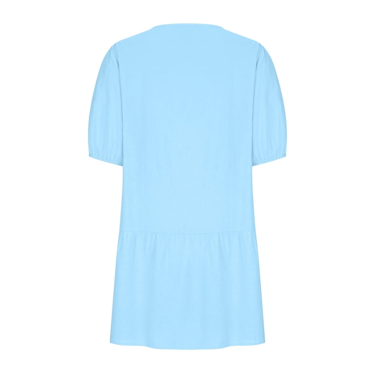 Gnshining Summer Mini Dress for Women Loose Peplum Pullover Dress Crew Neck A-Line Dress Solid Color Elastic Waist Dress, Women's, Size: 2XL, Blue Gnshining Summer Mini Dress for Women Loose Peplum Pullover Dress Crew Neck A-Line Dress Solid Color Elastic Waist Dress, Women's, Size: 2XL, Blue