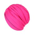 thumbnail image 1 of GreatBaby Ladies' Fashion Solid Color Nail Bead Headband Hat Muslim Headband Hat Spring summer For Daily Wear Functional and Stylish Choice(Hot Pink,Free Size), 1 of 2
