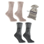Women's 2-Pair Velvet Slipper Socks Lavender Infused Peach & Grey OSFM By MinxNY
