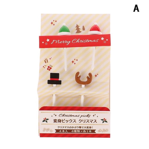 4/6Pcs Christmas Fruit Fork Creative Lunch Bento Accessories Festive Party Decoration Cute Fruit Fork Cupcake Insert Toothpicks