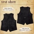 thumbnail image 6 of JASGOOD Men's Suit Vest Vintage Suede Leather Western Cowboy Waistcoat Black, 6 of 8