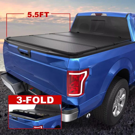 For 2015-2026 Ford F150 Truck Bed 5.5FT 3-Fold Hard Tonneau Cover W/ Lamp