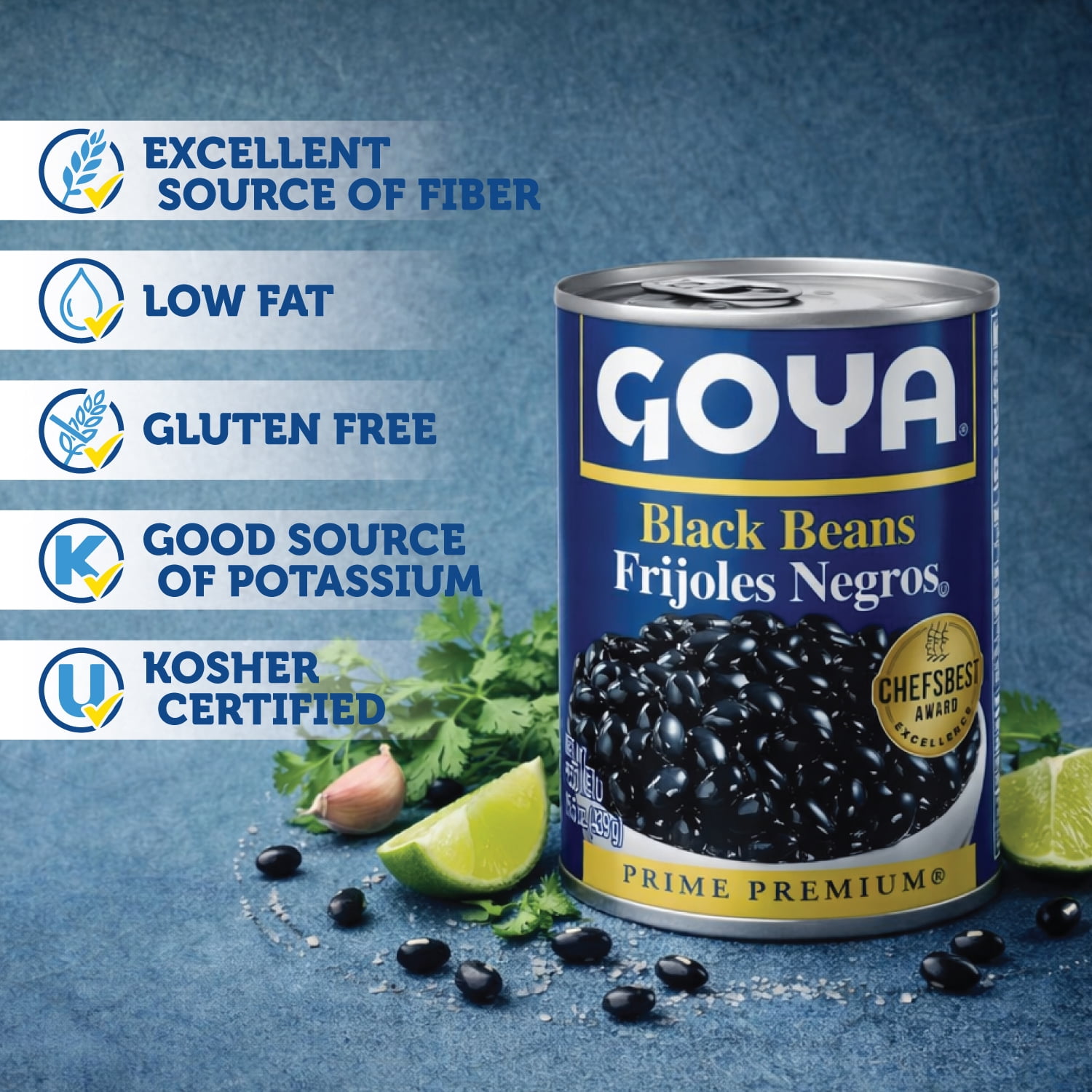 GOYA Black Beans 10.5 oz Can - Gluten Free, Cholesterol Free, Low Fat