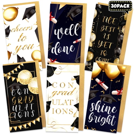 Graduation Money Holder Cards 30PCS 2026, Congrats Grad Gift Cards with Envelopes and Stickers for College Middle High School