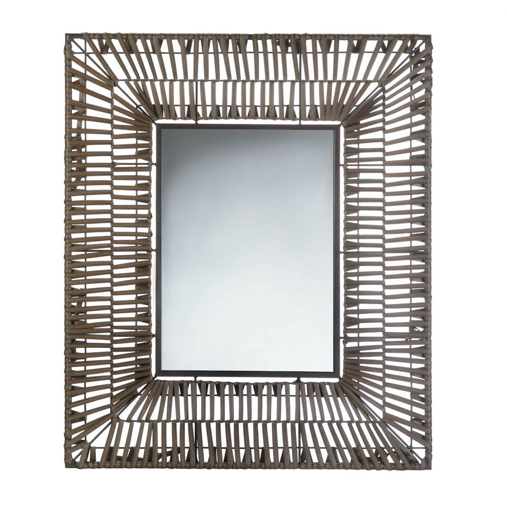 Wall Mirrors, Big Wall Mirror For Living Room With Modern Faux Rattan