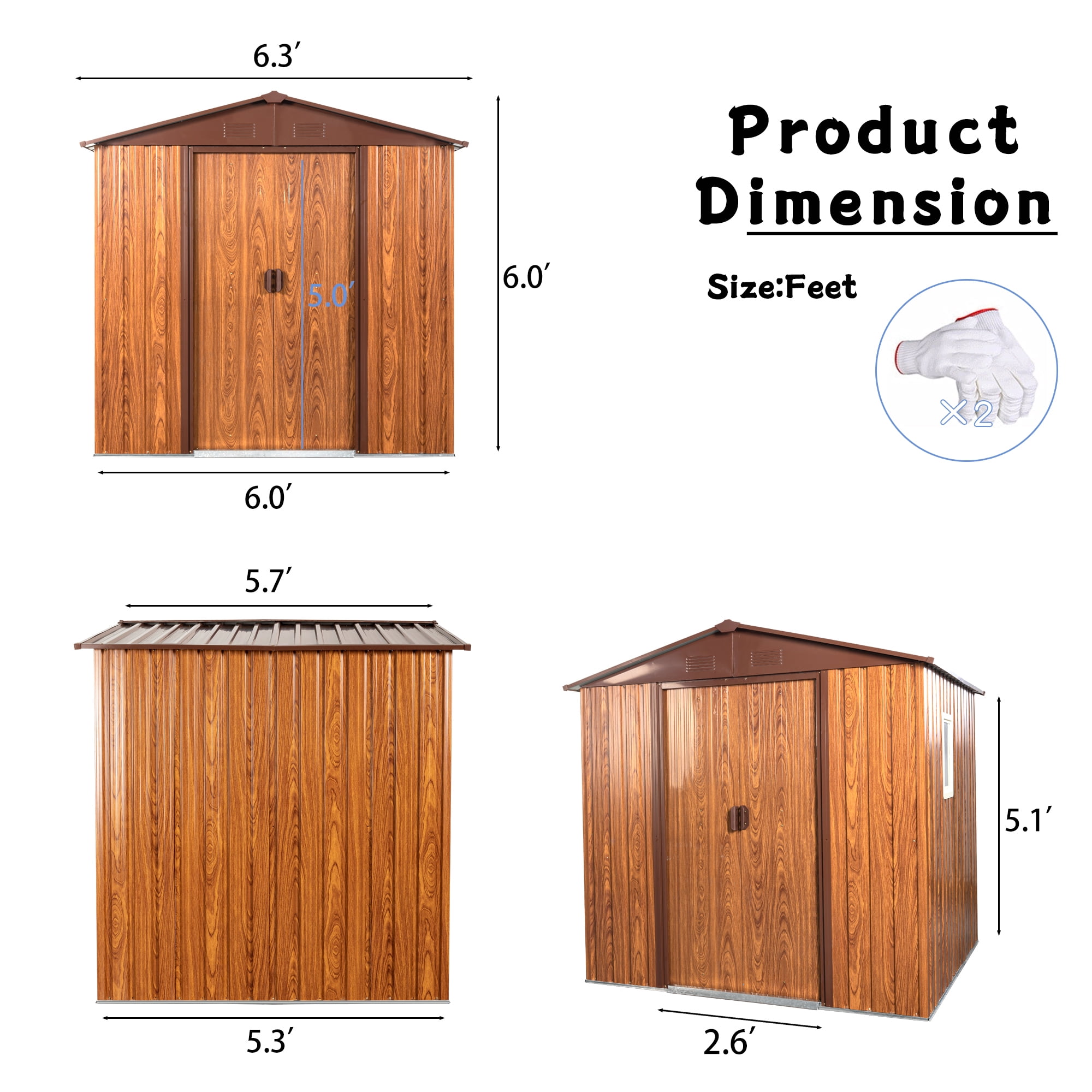 Aimee Lii 72"x63" Metal Outdoor Storage Shed, Utility Tool Shed Storage House, Metal Sheds Outdoor Storage for Backyard Garden Patio Lawn, Brown Aimee Lii 72"x63" Metal Outdoor Storage Shed, Utility Tool Shed Storage House, Metal Sheds Outdoor Storage for Backyard Garden Patio Lawn, Brown