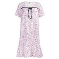thumbnail image 6 of Monfince Women's Nightgown Floral Printed Night Dress Short Sleeve Pajama Dress, Pink, 4XL, 6 of 9