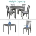 thumbnail image 6 of 5 Piece Dining Table Set, Rustic Wood Kitchen Table and 4 Upholstered Chairs Set, Farmhouse Square Wooden Dining Room Set for Kitchen Dining Room, for Small Spaces, Breakfast Nook, Gray, 6 of 10