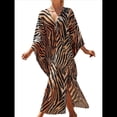 thumbnail image 1 of Vestido Caftán con Estampado Animal para Mujer, Talla Grande, para Playa, Verano 2025 Negro Marrón Talla Única, 1 of 10