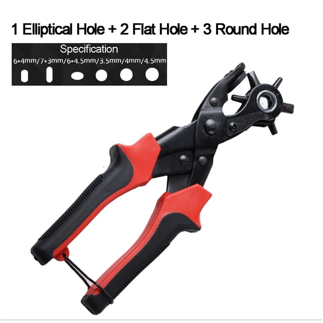 Riwcyla Portable Durable Multi-Function Belt Punch Manual Labor-Saving Round Hole / Elliptical Hole / Flat Hole Punching Forceps