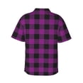 thumbnail image 3 of Balery Purple Black Plaid Print Men's Hawaiian Shirts Short Sleeve Beach Shirt Relaxed Fit Vacation Button Down Shirts-XX-Large, 3 of 9