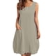 thumbnail image 1 of mfyjkho Vestidos para mujer, Vestido de lino y manga corta liso con escote en V holgado para mujer Vestidos de playa para mujer m, 1 of 6