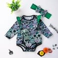 thumbnail image 2 of XIYON Baby Girls Halloween Skeleton Printed Long Sleeve Bodysuit With Headband Fly Sleeve Romper Outfit For Toddler Daily Wear Party Fashion, 2 of 9