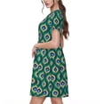 thumbnail image 2 of Haiem Peacock'S Tail Pattern Women's Short-Sleeve Scoop Neck Swing Dress, 2 of 6