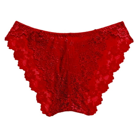 HCURIBAD Panties for Women Clearance Women s Thin Mid Waist Sexy Lace Smooth Semi-Packed Hip Triangle Panties Seamless Underwear Cotton Underwear No Show Underwear  1xLady s Panty Red One Size