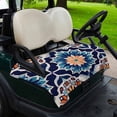 thumbnail image 2 of Golf Cart Seat Covers for 2 Seater,Orange Blue Microfiber Cart Seat Towel Blanket,Morocco Boho Abstract Floral Ethnic Tribal Absorbent Breathable NonSlip Bench Seats Protector for Golf Course 51"x31", 2 of 9