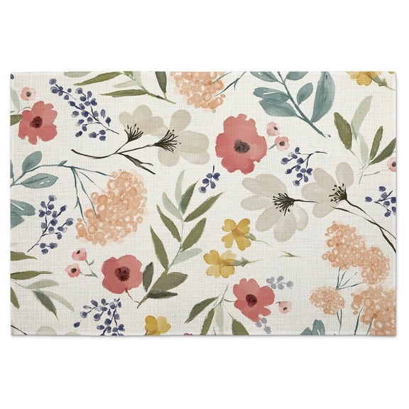 Highland Home "Meadow Floral" 4-Pack Cotton Blend Washable Placemats