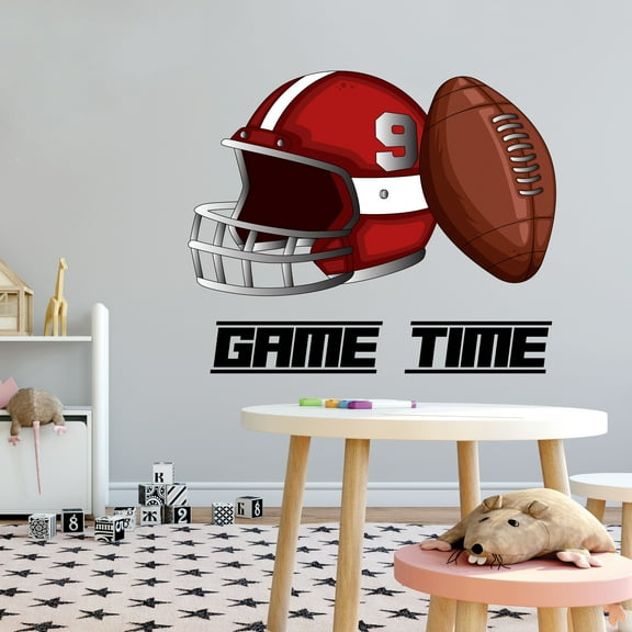Sports Wall Decals for Boys Bedroom - Beautiful American Football on White Background Helmet DIY & Creativity Boy Girl Bedroom Wall Sticker - Size: 40 In x 32 In